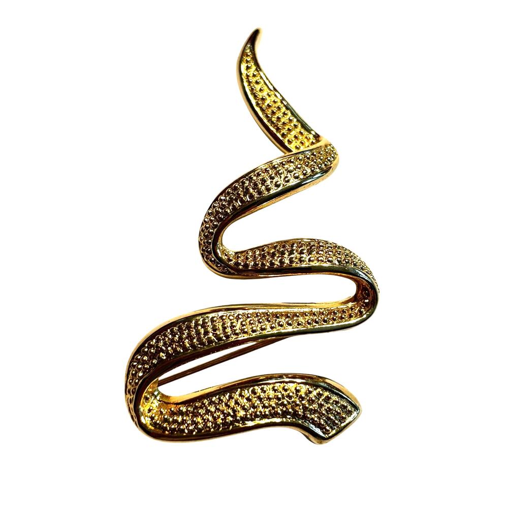 Vintage Erwin Pearl textured gold Christmas tree brooch modern art holiday pin